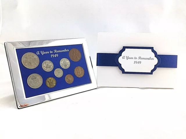 75th Birthday Gift - 1949 Silver Framed Coin Year Set (Rare 3d) - Gift Boxed