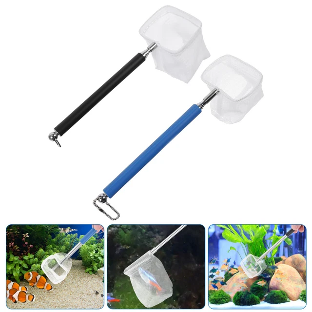 2Pcs Aquarium Fischernetz Erweiterbar Griff Garnelen Net 4