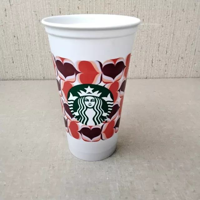 Starbucks Valentine's Day Hearts 16oz Reusable Cup No Lid