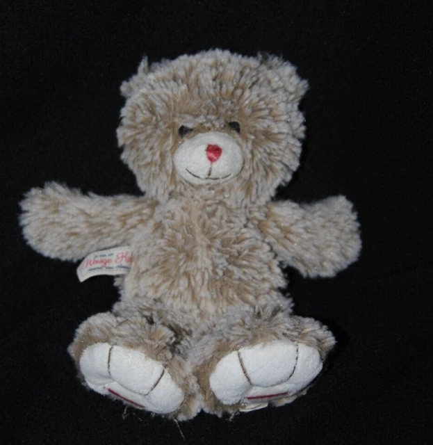 Peluche doudou ours ROUGE KALOO brun marron beige chiné 20 cm TTBE