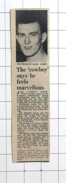 1962 Glasgow Boxer John Mccormack To Fight Chris Christensen