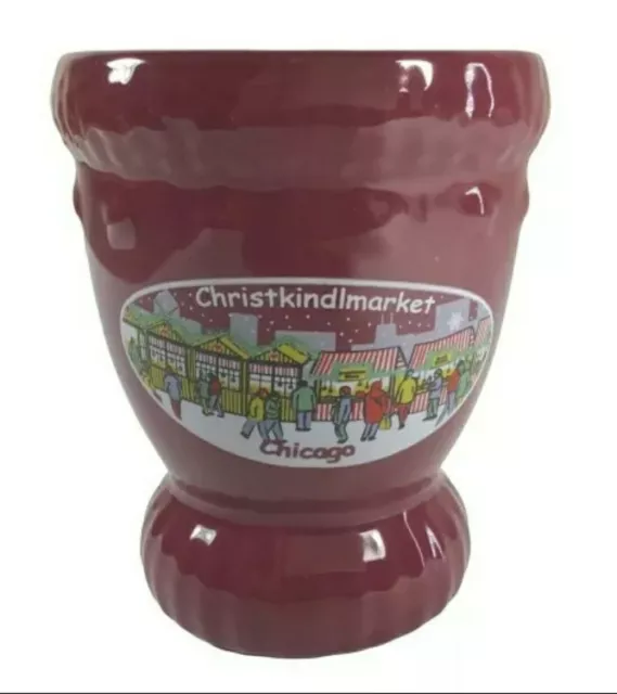 Christkindlmarket Chicago 1996 2008 Round Christmas Coffee Mug Cup Burgundy