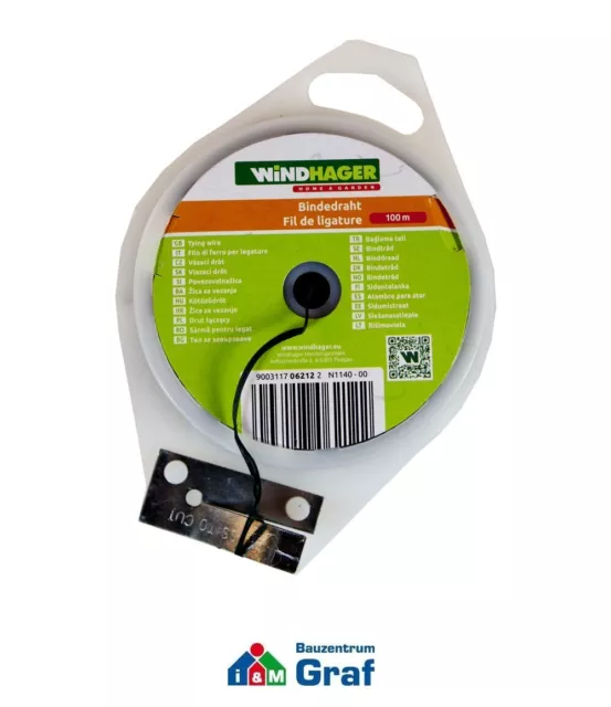 Windhager Attache-Fil Plastifiées, Vert, 100m/0.65mm #86000837