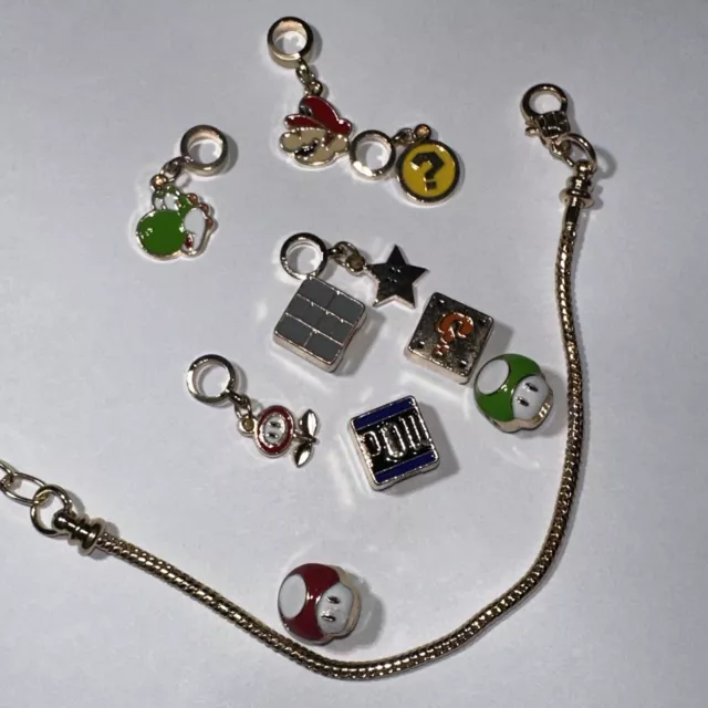 Pulsera dijes colección amistad brazalete tono dorado de la amistad de Super Mario Bros 3