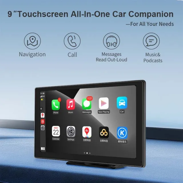 9" HD Touch Screen Car Stereo Radio Wireless CarPlay Android Auto Video Player