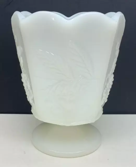 Vintage Napco 1186 White Embossed Grape & Cherry Pedestal Vase