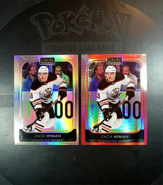 2021-22 O-pee-chee Platinum Zach Hyman Red Prism & Rainbow Parallel's #175