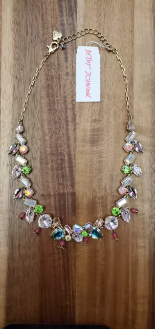 NWT Betsey Johnson Flat Out Floral Mixed Collar Necklace-Gold Tone B12479 $68