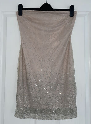 Bnwt In The Style X Tammy Hembrow Nude Ombre Mesh Bandeau Dress Size 10