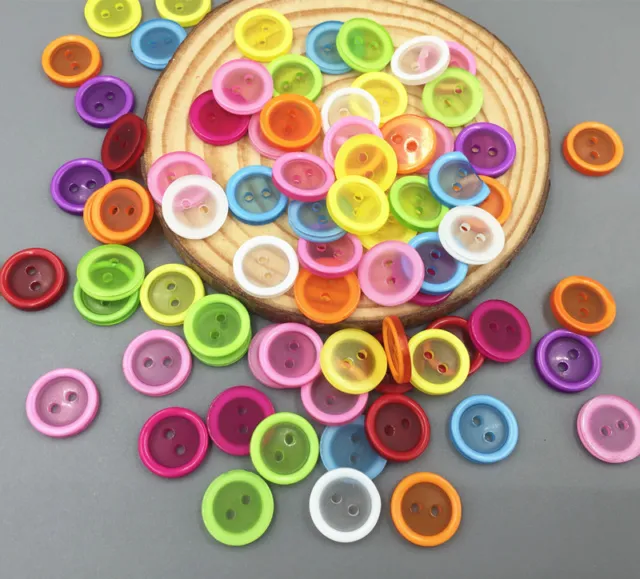 DIY 100PCS Round Mixed color 2-holes sewing or Scrapbooking resin buttons 13mm