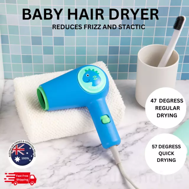 Baby Hair Dryer Low Heat Speed Infrant Kid Grooming Blow Hairdryer Blower Blue