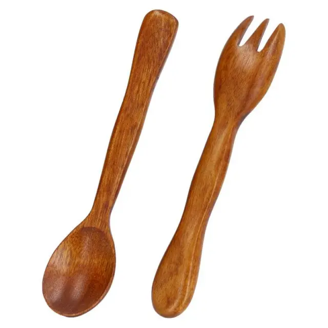 2 pz set utensili da cucina in legno per insalata riutilizzabile