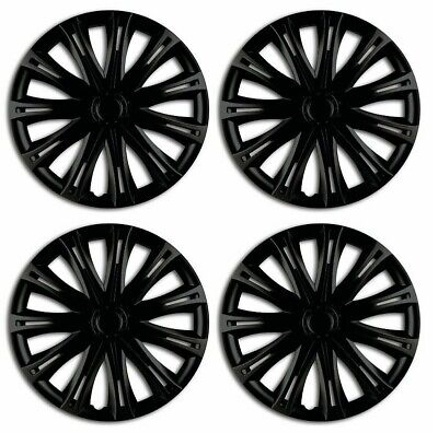 Wheel Trims 15" Hub Caps Spark Plastic Covers Set of 4 Black Specific Fit R15