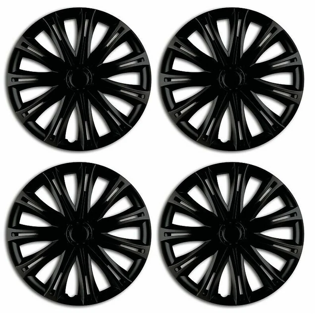 Wheel Trims 15" Hub Caps Spark Plastic Covers Set of 4 Black Specific Fit R15