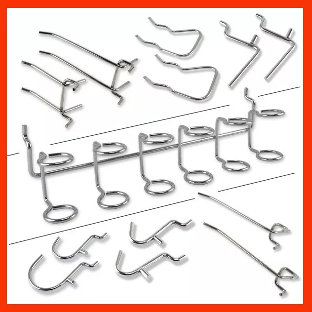 100pc 1" x 1/8" Pegboard Hook Assortment Set Shelve Hanger Garage Storage Shop