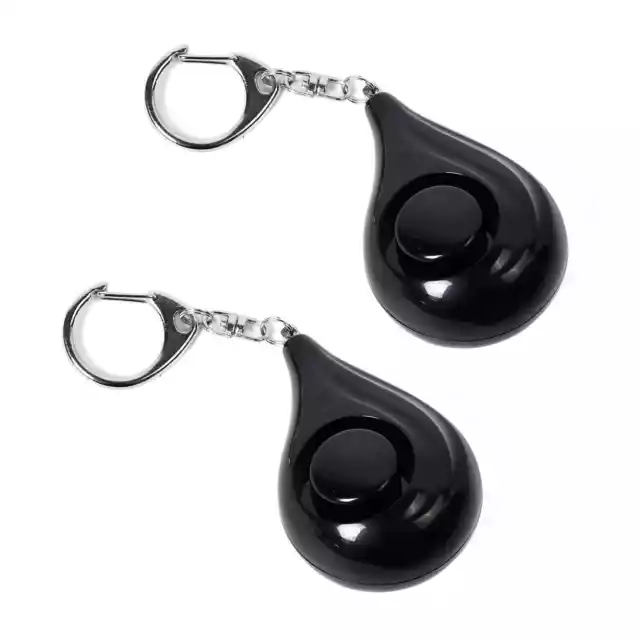 Set of 2 Personal Safety Black Alarm Keychains 3xLR44 Batteries Included Gifts