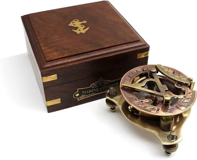 VINTAGE MARINE WEST London Antique Brass Sundial Compass Nautical  Decorative New $47.93 - PicClick AU