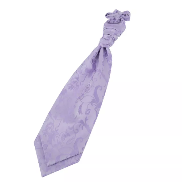 Lilac Mens Pre-Tied Scrunchie Cravat Woven Floral Formal Wedding by DQT