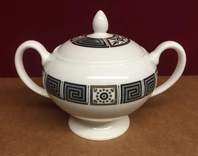 Wedgwood Asia Black Leigh Shape Sugar Bowl w/Lid