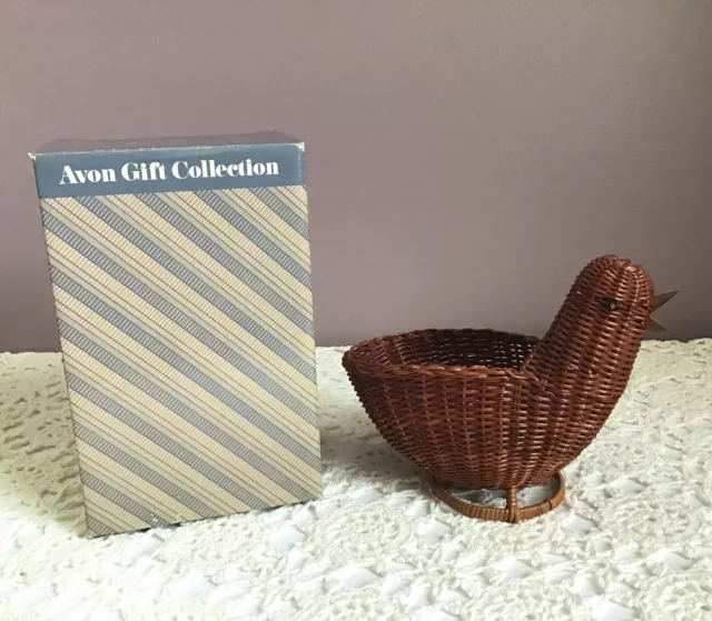 Avon VTG Wicker Menagerie Chick Basket Gift Collection NOS 1980s Easter Decor