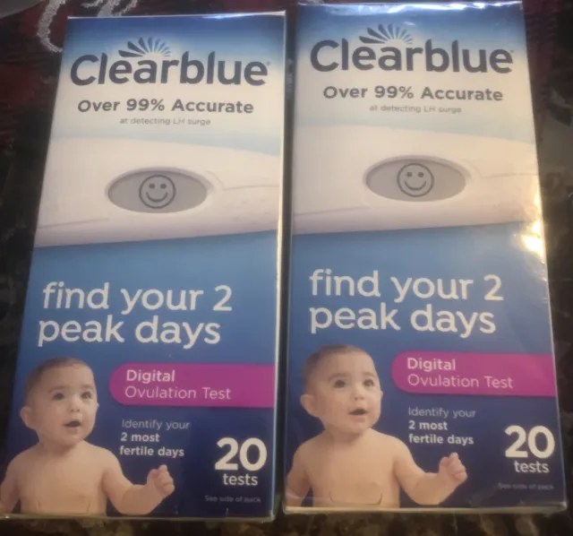 Lote de 2 - 20 pruebas digitales de prueba de ovulación Clearblue caducidad 03/2025