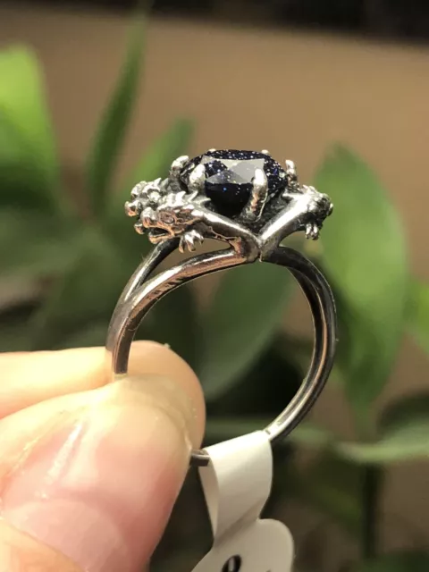 Fragrant Jewels Fierce Dragon Ring 925 Sterling Silver Blue Goldstone Size 6 NWT