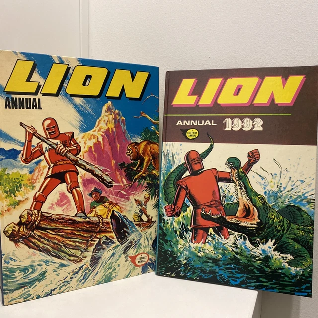 YOU GET 2 VINTAGE COLLECTABLE BOOKS Lion comic Fleetway Annuals 1976 & 1982
