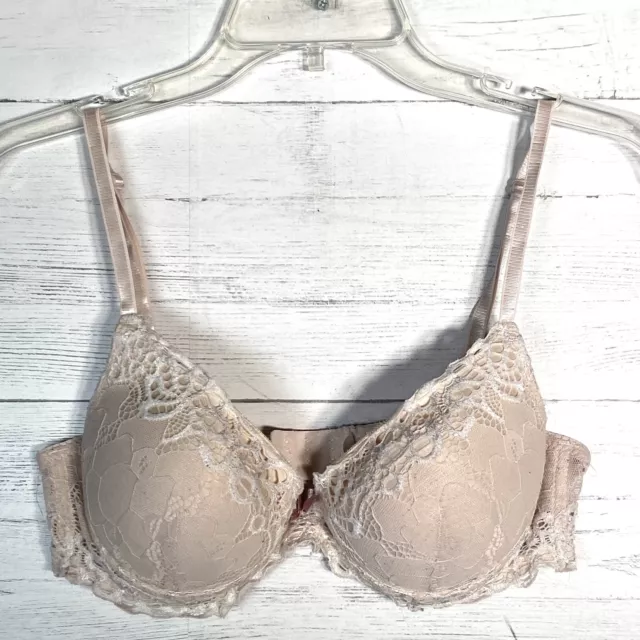 Marilyn Monroe Bra Size 34C NWT Beige Underwire Push Up Polyester Blend  Lace Bow
