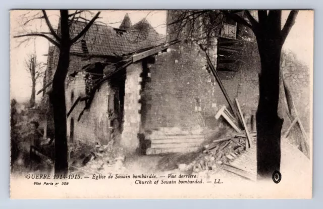 Rppc Ww1 Bombing Campagne 1914 Eglise Se Souain, Church Vise Paris Postcard Cz