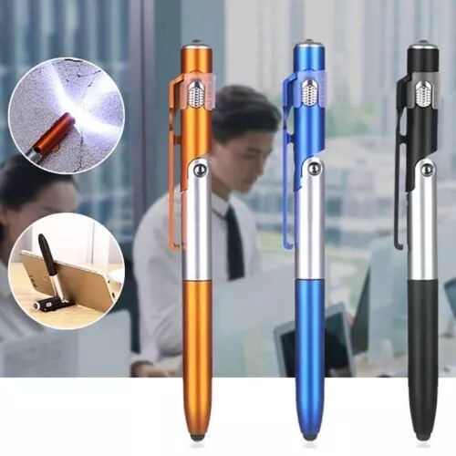 Pen Ballpoint Led Light Folding Stand Phone Holder Night Reading School Student