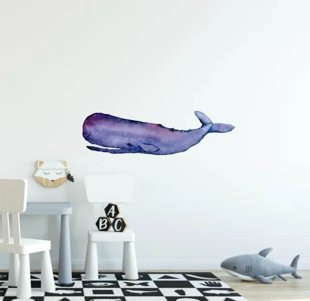 Watercolor Galaxy Sperm Whale Wall Decal Ocean Removable Vinyl Wall Sticker