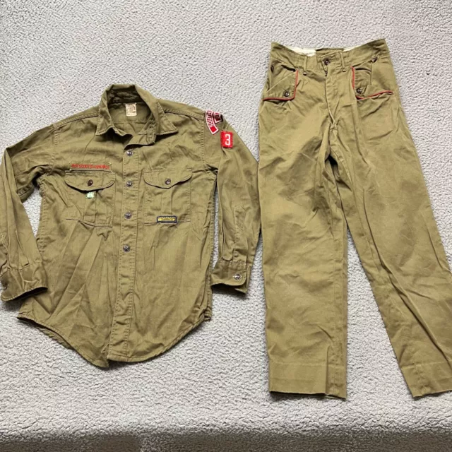 Vintage Boy Scouts of America Sanforized Uniform Set Long Sleeve Shirt Pants