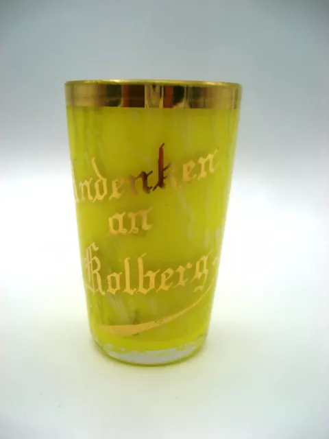 altes antikes Glas Andenken an Kolberg /  Kòlbrzég Pommern