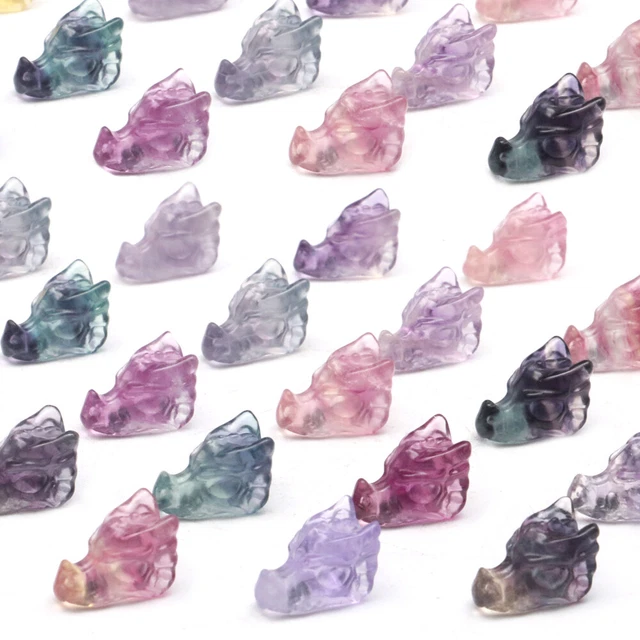 Natural Fluorite Animals Statue Stone Carving Quartz Crystal Healing Reiki Decor