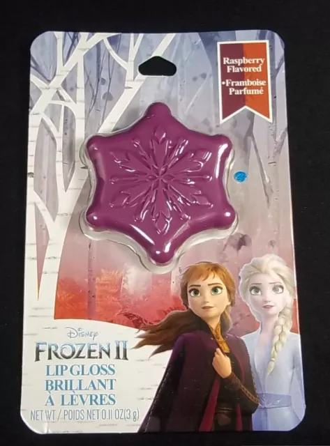 Disney Frozen II Raspberry flavored Lip Gloss Purple Snowflake compact NEW