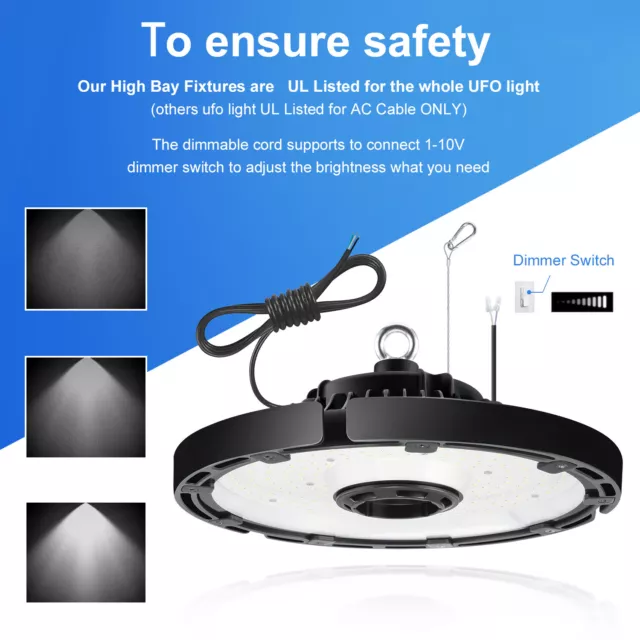 UL ULc DLC 100W 150W 200W 240W LED UFO High Bay Ceiling Light Garage Gym 5000K