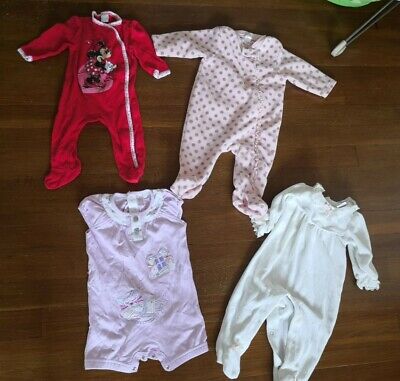 Baby Girls 0-3 3-6 Months bundle 3x sleepsuits and an all in one summer outfit