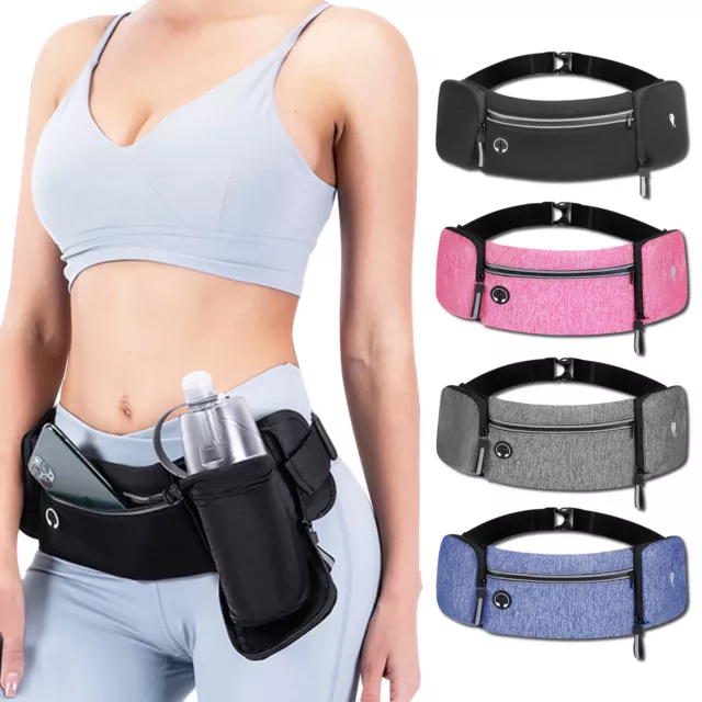 Running Belt Waist Bag with Hidden Water Bottle Holder, Men/Women Waist Pack