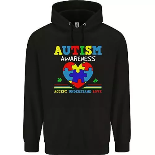 Autism Consapevolezza Autism Love Accept Asd Uomo 80% Cotone Felpa con Cappuccio