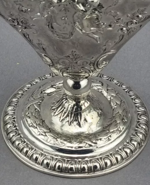 Tisch Vase 1 von 8 Engel Dekor Silber 925 Hanau für London England 19.Jh. (92) 3