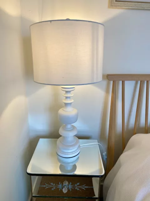 Pair of white table lamps (Turned wood base, country house style) #cottagecore