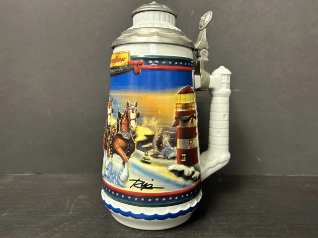 2002 Budweiser Guiding the Way Home Lidded Holiday Stein Signature Ed. - CS529SE