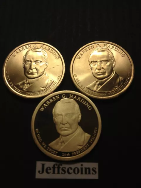 2014 P D S Warren Harding Presidential Golden Dollar US MINT + Proof 3 New Coins