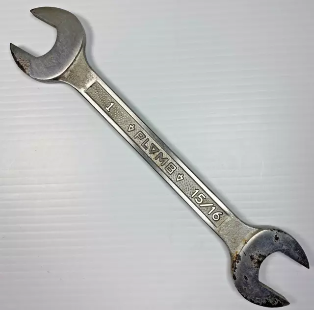 Vintage PLOMB TOOLS Pebble Style No. 3045 Open End Wrench 1" x 15/16" USA PLVMB