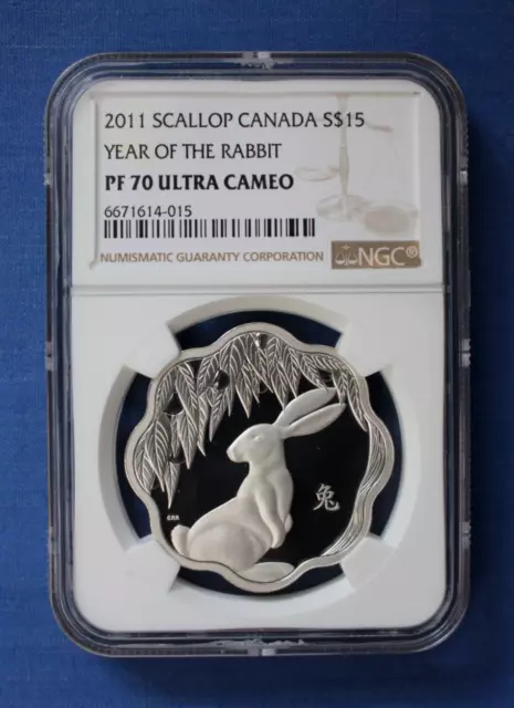 2011 Canada Silver Proof $15 coin "Year of the Rabbit" NGC Graded PF70 with COA