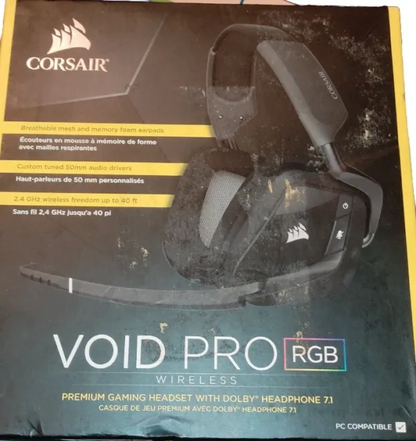 Corsair Void Pro RGB Wireless Premium Gaming Headset Dolby 7.1 Surround - Black