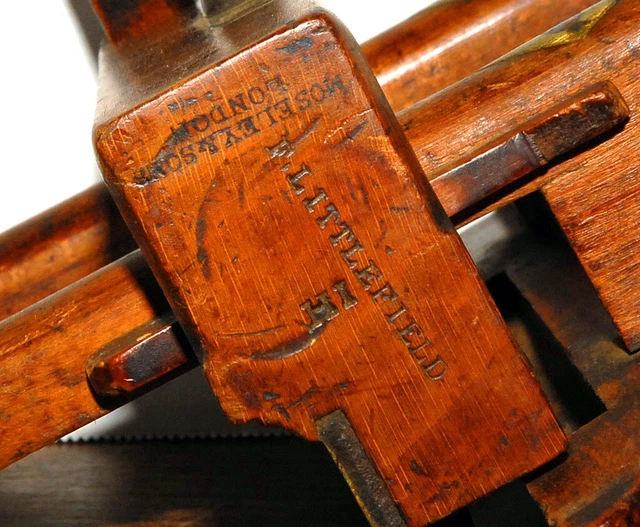 Vintage John Moseley & Son of London Beachwood and Brass Plough Plane circa 1883
