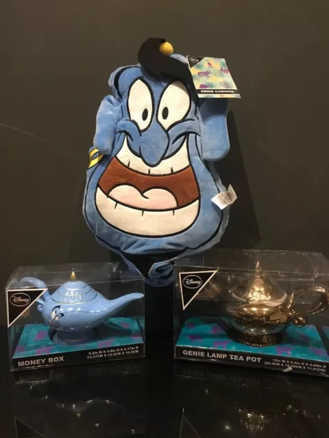 NEW Primark Disney Aladdin Jasmine lamp teapot genie money box Genie cushion