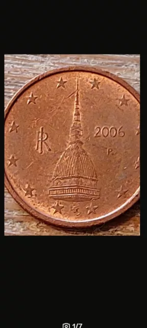 Münzen 2€ Cent .difetto di Conio-Italia -2006-dopio cerchio Su cupola