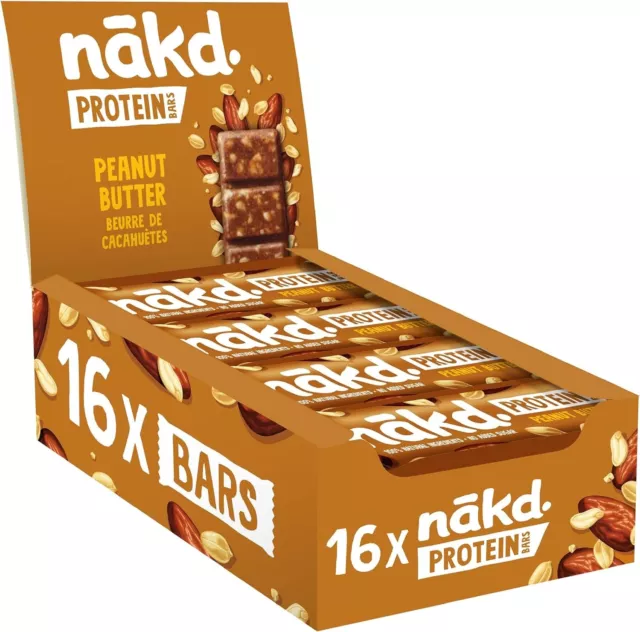 Nakd Peanut Butter Protein Bar - Vegan - Gluten Free - Healthy Snack 45g Pack...